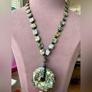 Vintage Sterling Silver Abalone Necklace